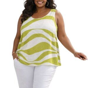 Dana Kay Plus Size 24W Top Lime Green White Zebra Print Sleeveless Fully Lined